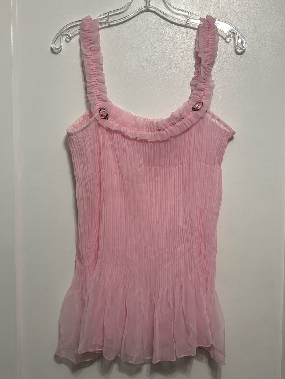 Victoria Secret Pink Pleated Babydoll Slip Dress M Sabrina Carpenter Vintage